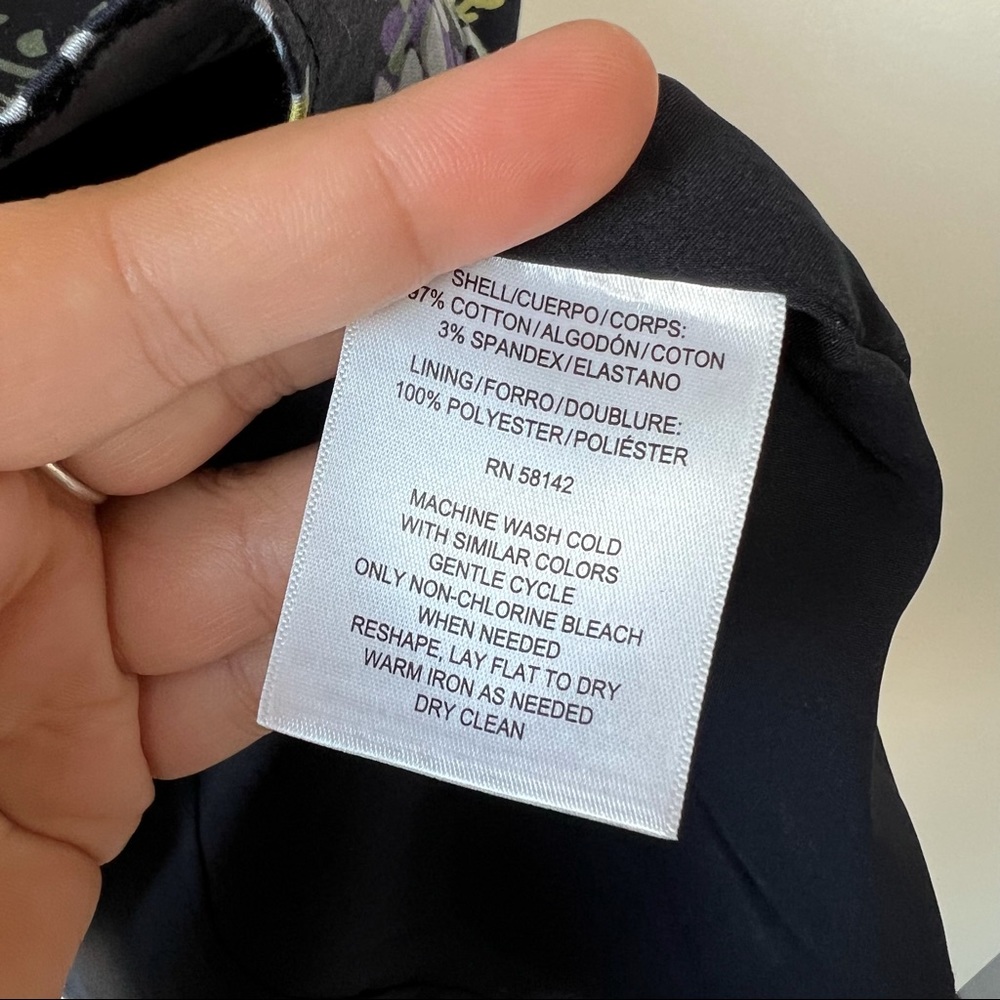 Adorne NWT Navy Fit & Flare Dress Leaf Pattern V Neck Size 8 - Picture 6 of 7